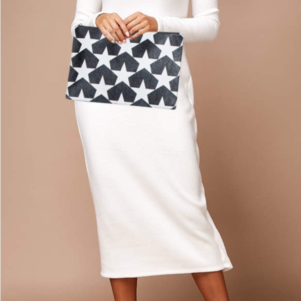 Authentic Givenchy Black and White Large Star Clutch